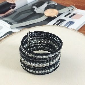 Beaded Silver Cuff